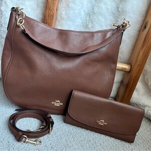 Coach Elle Hobo & Matching Slim Envelope  Wallet Set - Saddle Brown